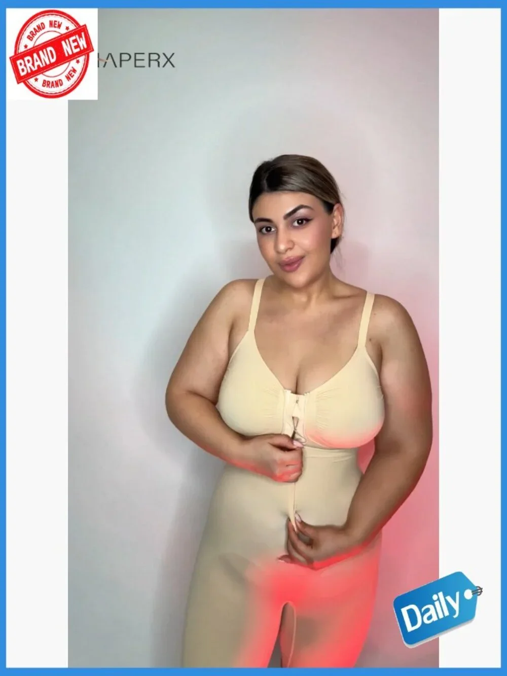 Tummy Control Shapewear Bodysuit Seamless Zip-Up Body Shaper